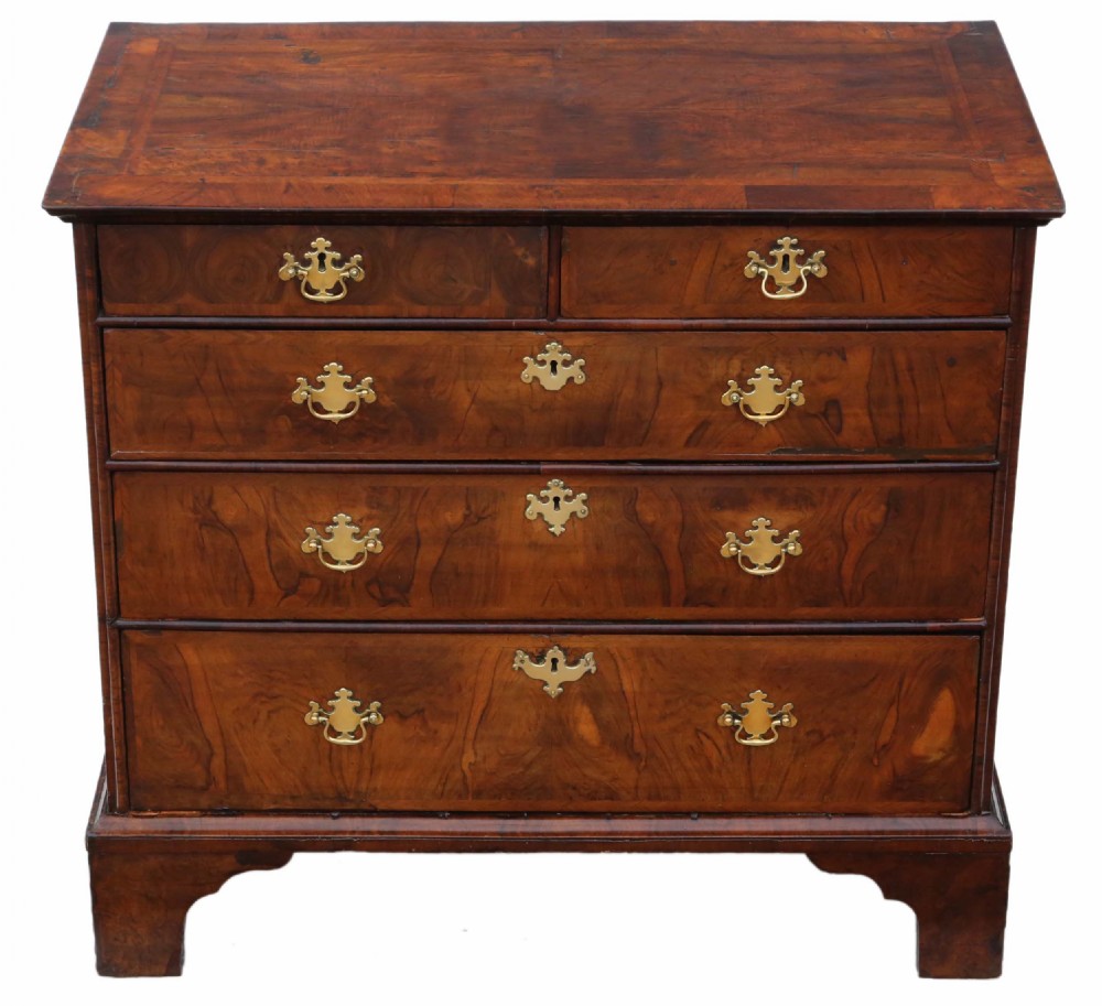 Georgian crossbanded walnut chest of drawers