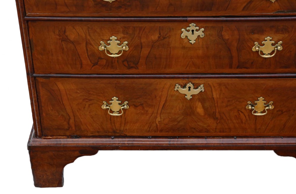 Georgian crossbanded walnut chest of drawers View IV