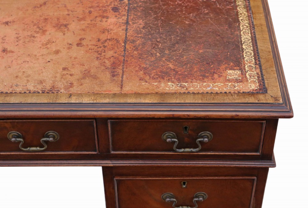 Edwardian flame mahogany twin pedestal desk View IV