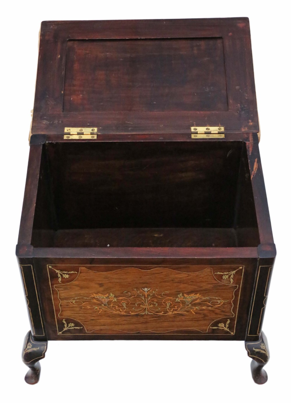 Victorian inlaid marquetry mahogany piano stool  View III