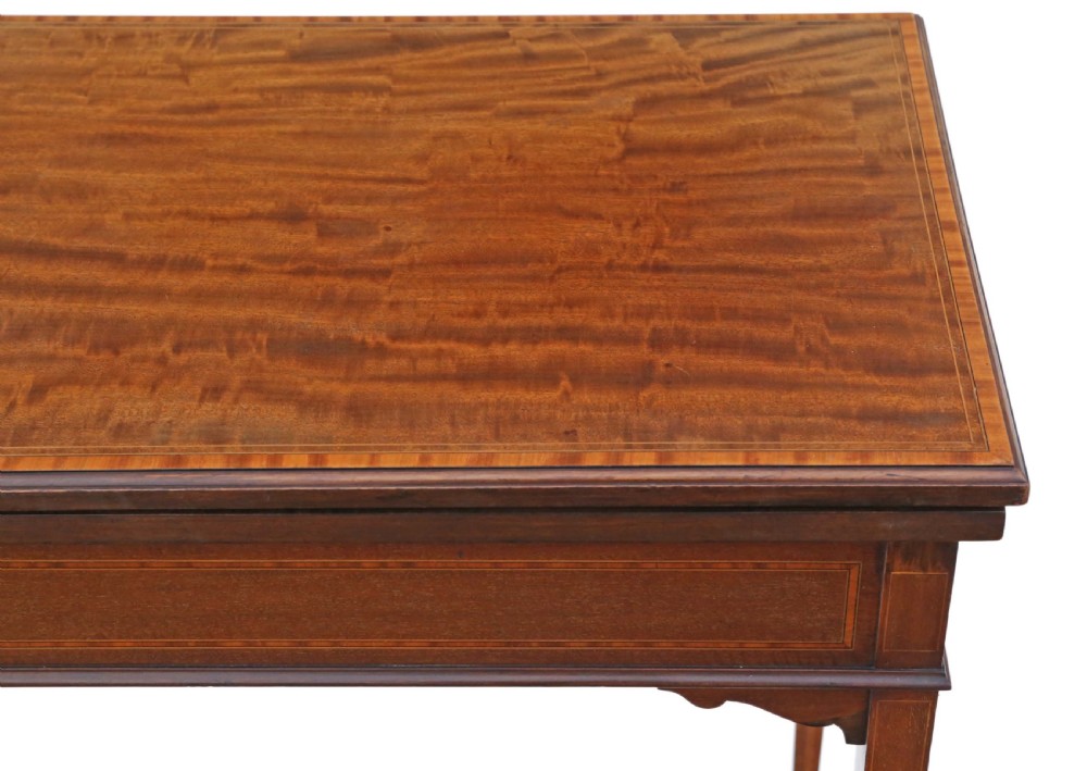 Georgian revival C1910 inlaid mahogany folding card table View IV