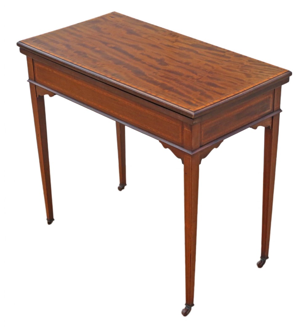 Georgian revival C1910 inlaid mahogany folding card table View V