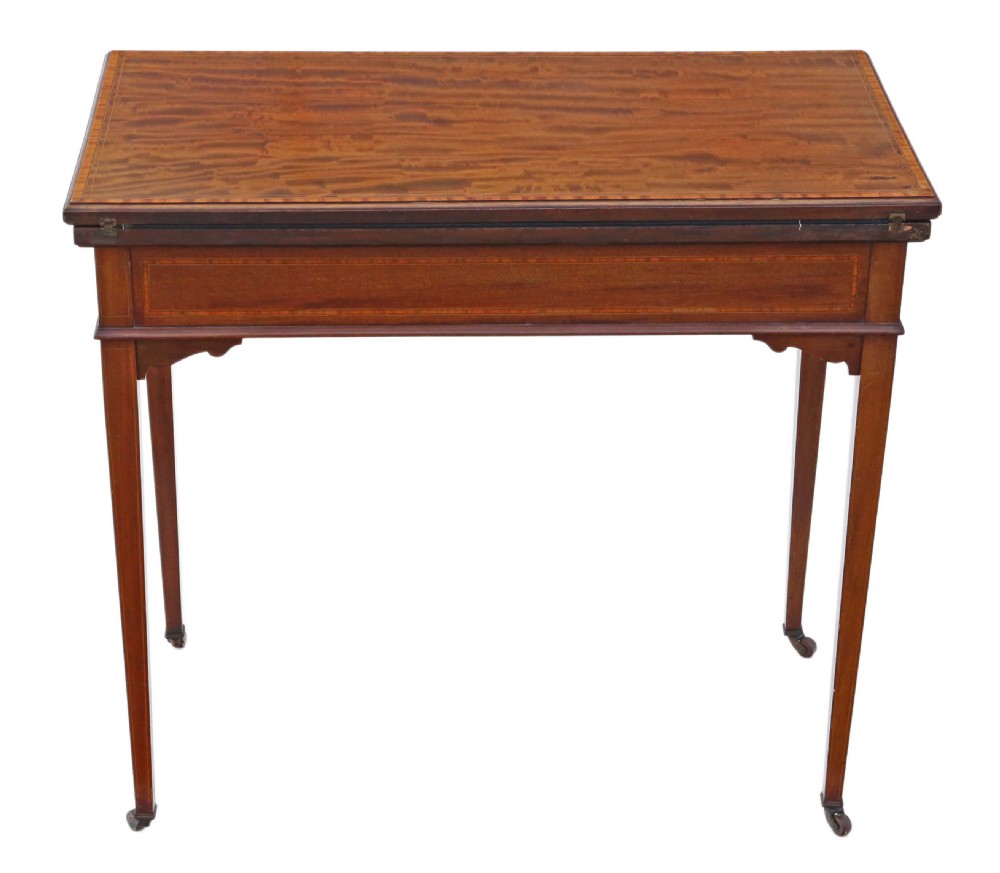 Georgian revival C1910 inlaid mahogany folding card table View VII