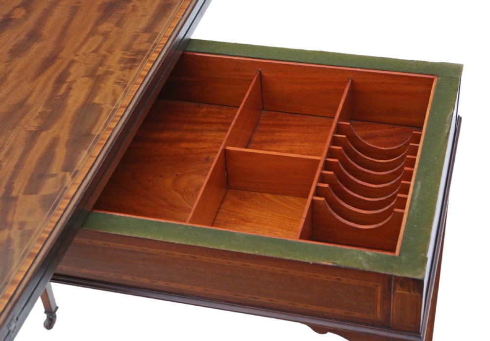 Georgian revival C1910 inlaid mahogany folding card table View IX