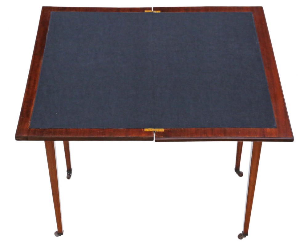 Georgian revival C1910 inlaid mahogany folding card table View X