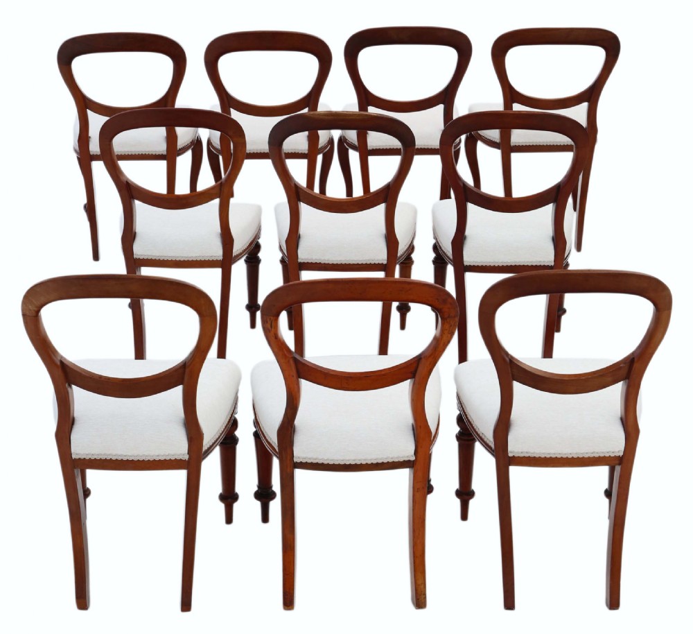 Set of 10 Victorian mahogany balloon back dining chairs  View II