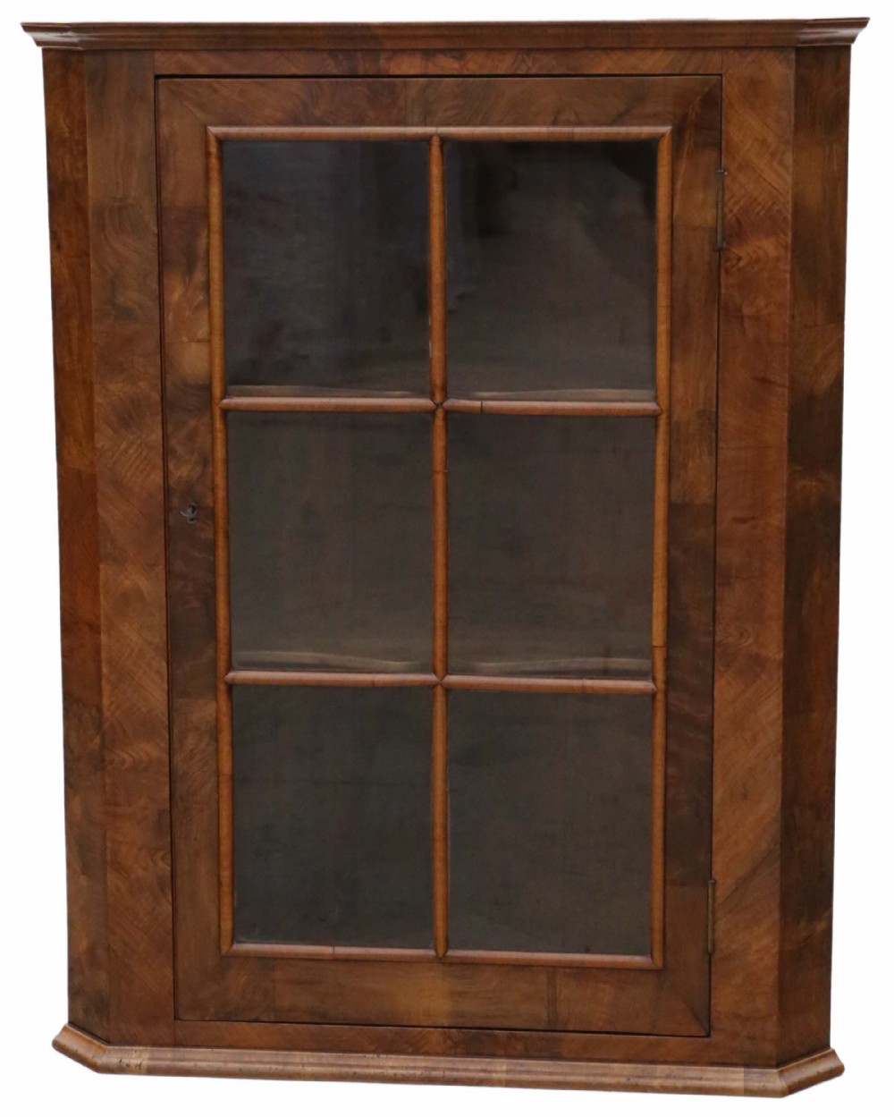 Georgian walnut glazed corner cupboard 