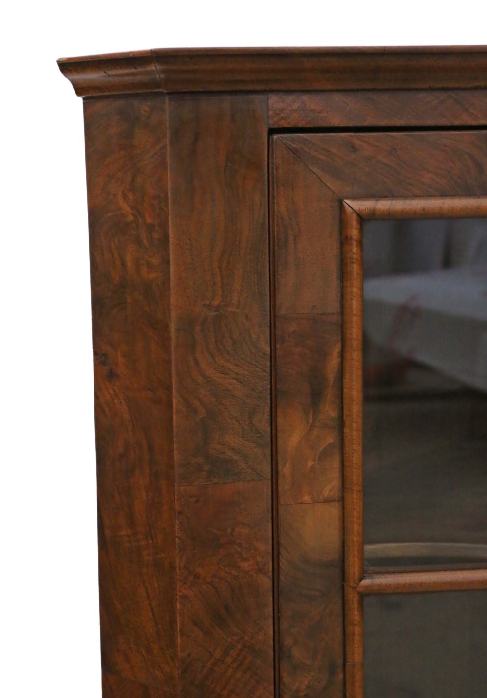 Georgian walnut glazed corner cupboard  View III