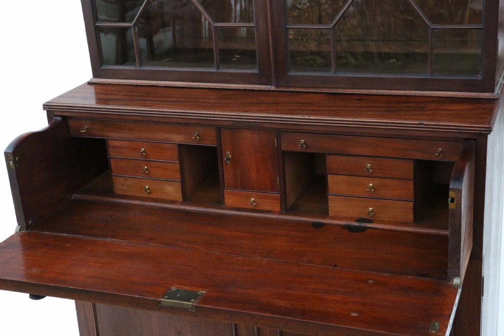 Georgian mahogany secretaire writing bookcase View III