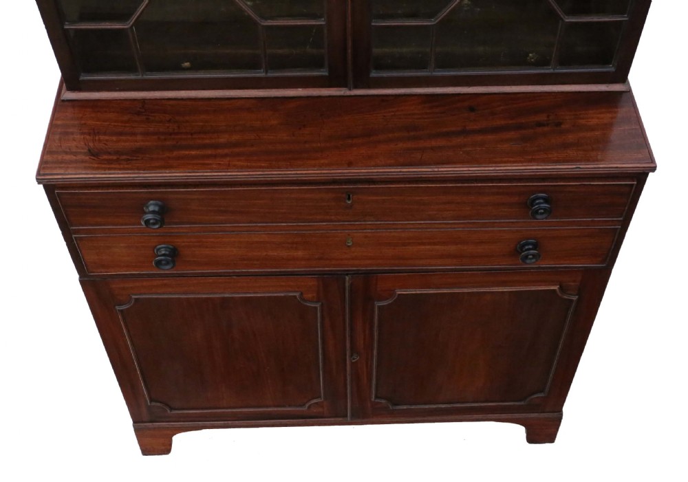 Georgian mahogany secretaire writing bookcase View IV