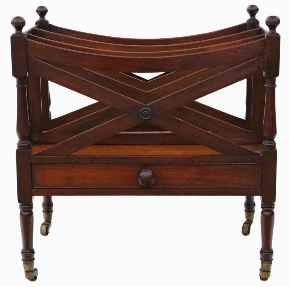 Georgian mahogany Canterbury magazine rack 