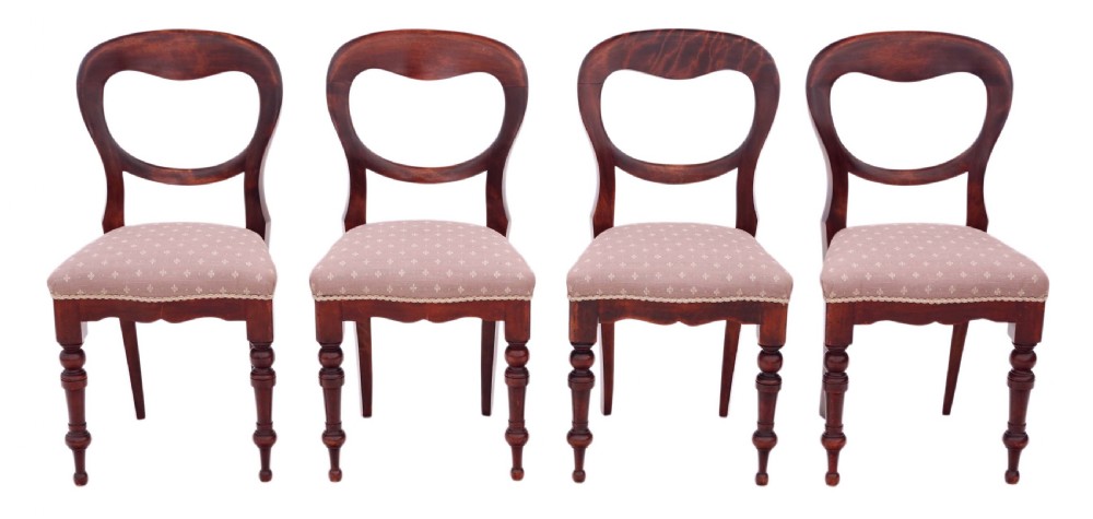 Set of 4 Victorian C1890 mahogany balloon back dining chairs 