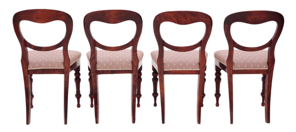 Set of 4 Victorian C1890 mahogany balloon back dining chairs  View IV