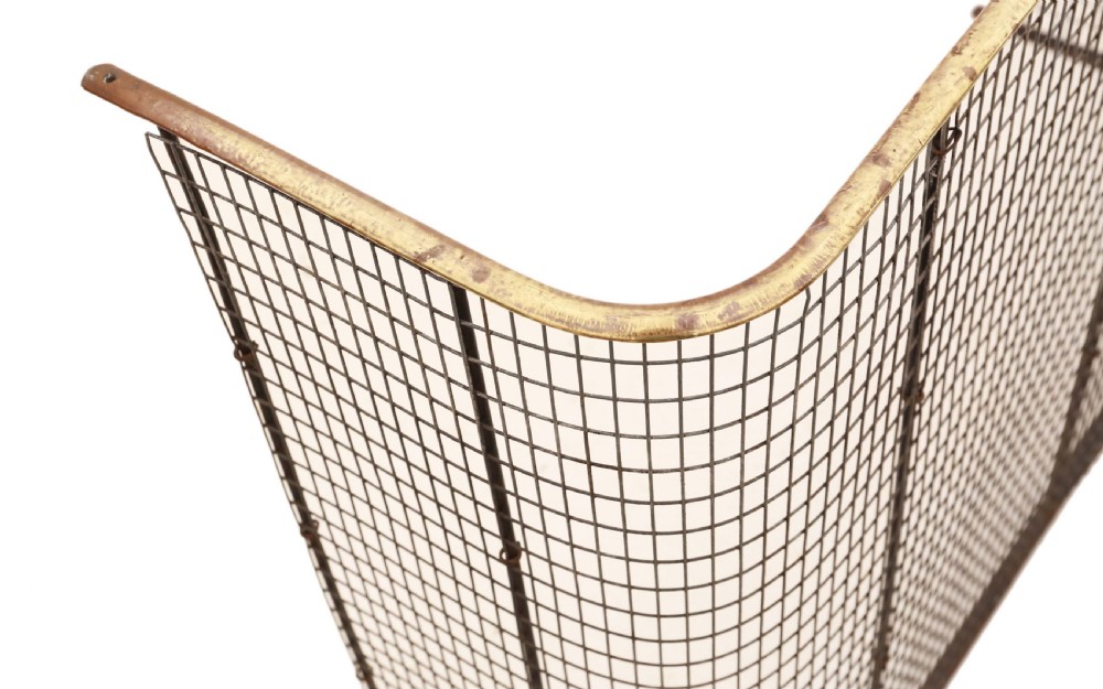 Victorian C1890 brass and steel fire screen  View III