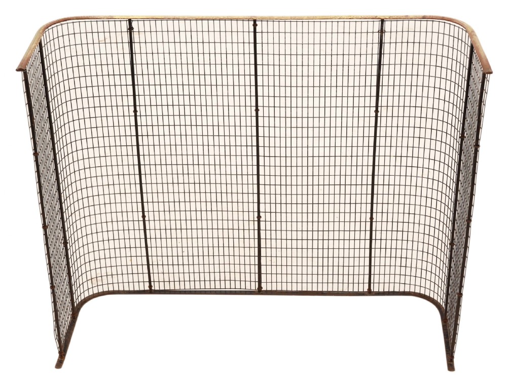 Victorian C1890 brass and steel fire screen  View V