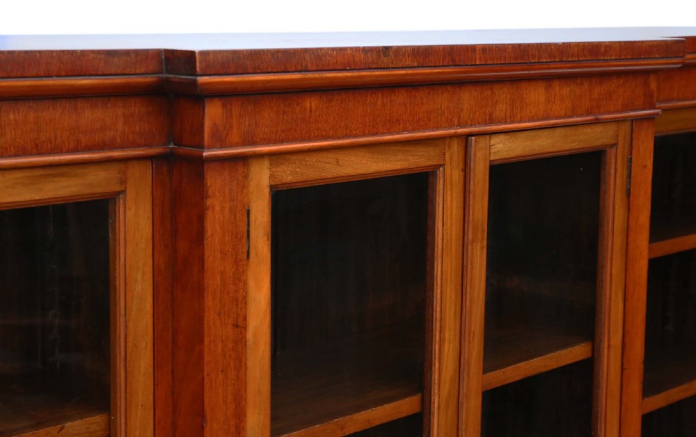 Victorian C1890 red walnut breakfront glazed bookcase  View V