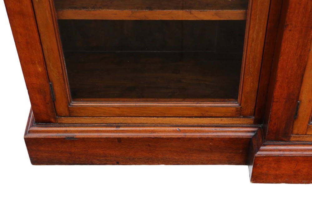Victorian C1890 red walnut breakfront glazed bookcase  View VI