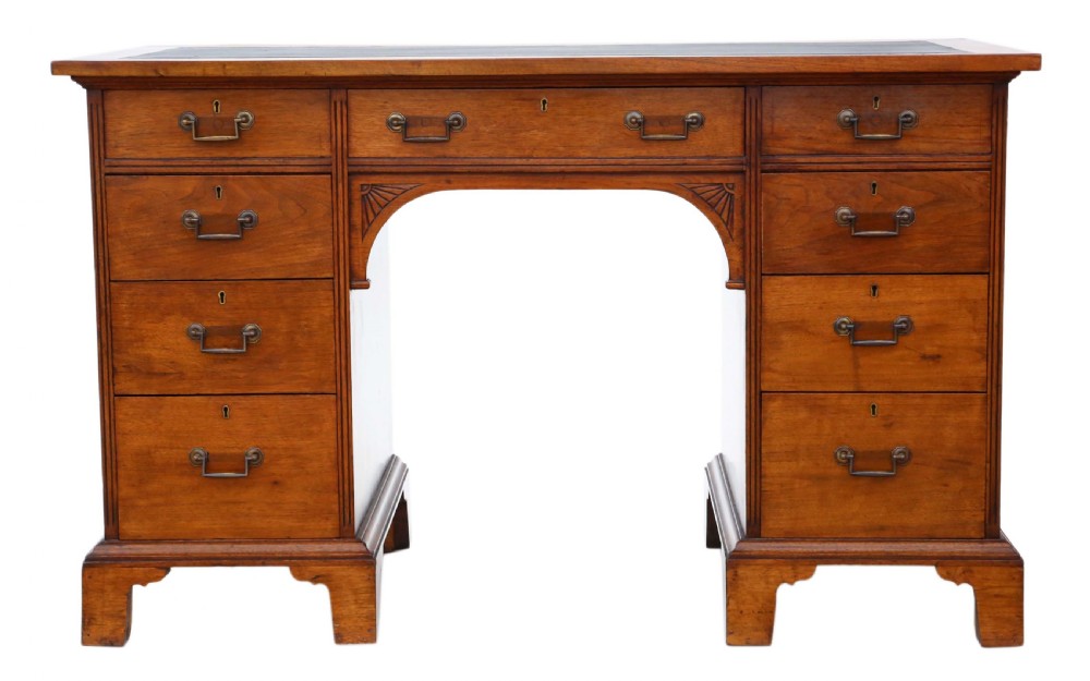 Victorian C1890 walnut twin pedestal desk Gillows View II