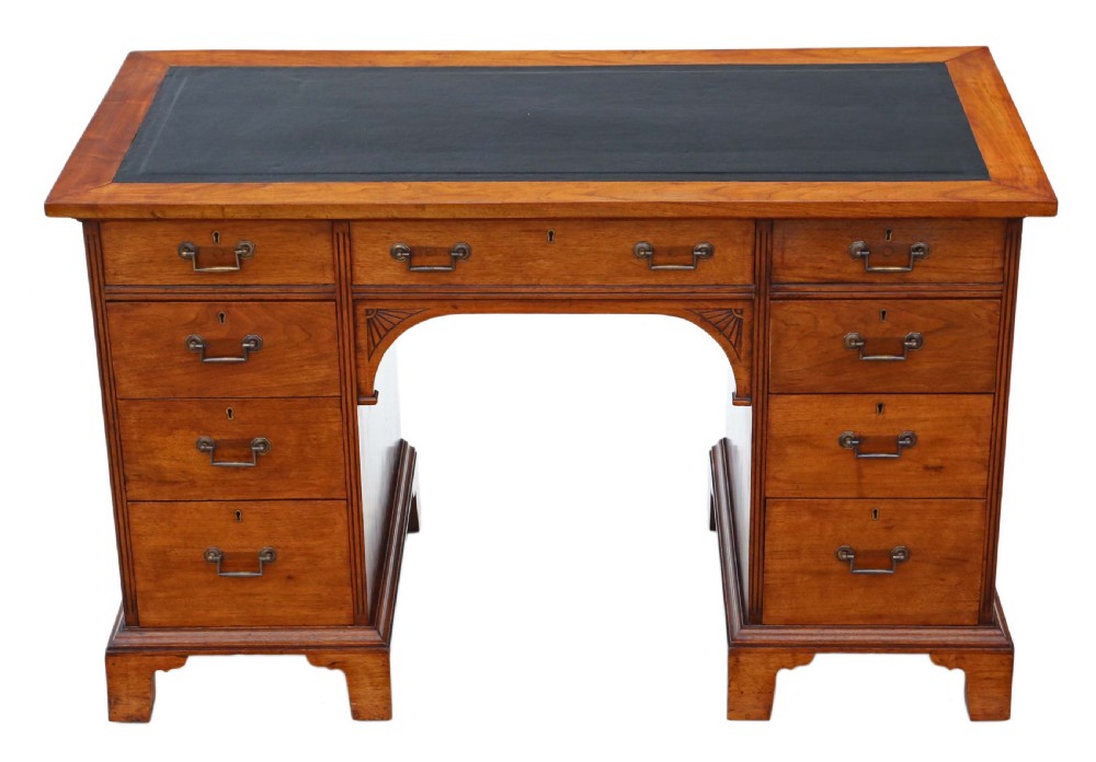 Victorian C1890 walnut twin pedestal desk Gillows View III