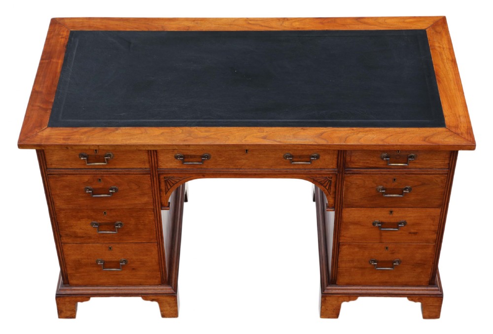 Victorian C1890 walnut twin pedestal desk Gillows View IV
