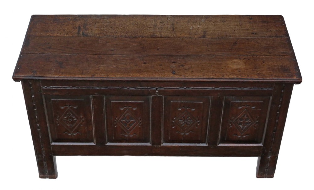 Georgian carved oak coffer View III