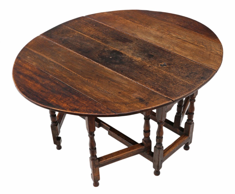 Georgian oak gate leg drop leaf dining table View II