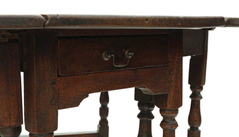 Georgian oak gate leg drop leaf dining table View IV