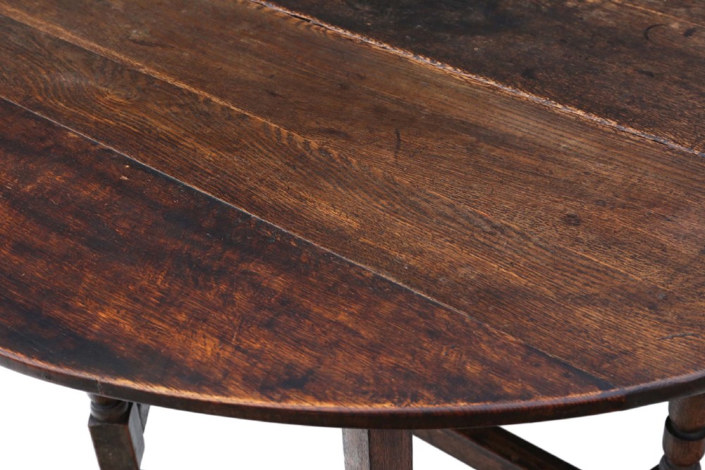 Georgian oak gate leg drop leaf dining table View VII