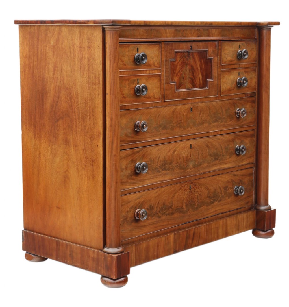 Regency flame mahogany chest of drawers View V