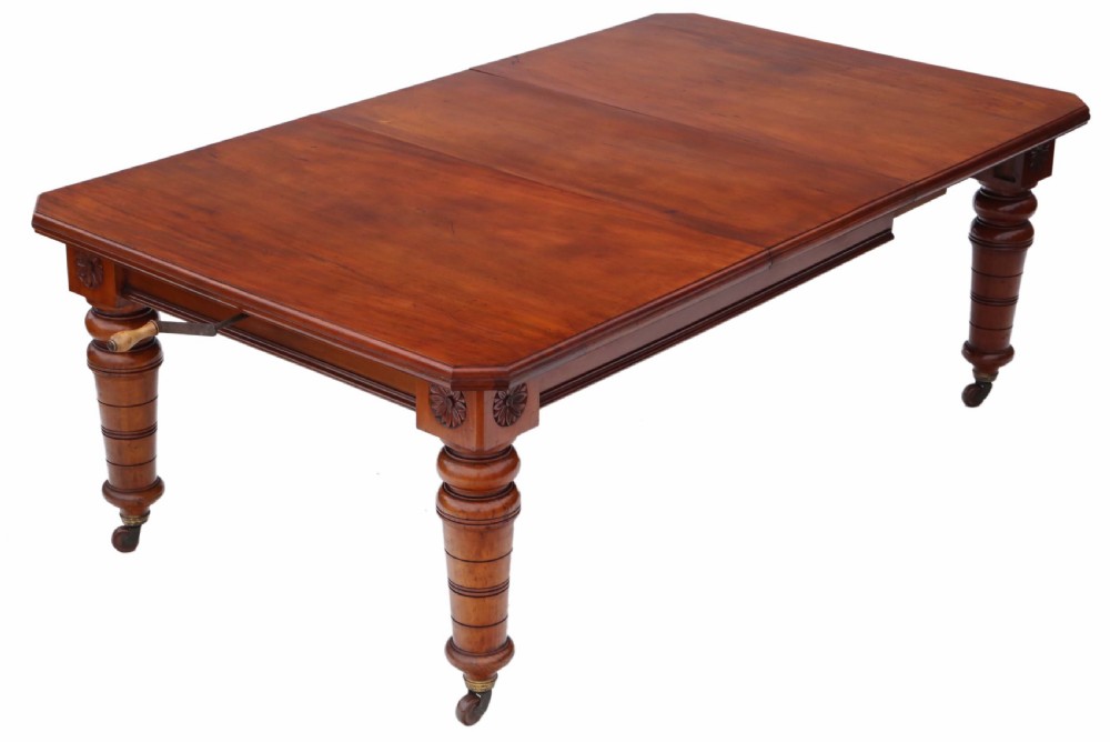 Victorian walnut windout extending dining table ~ 7' 