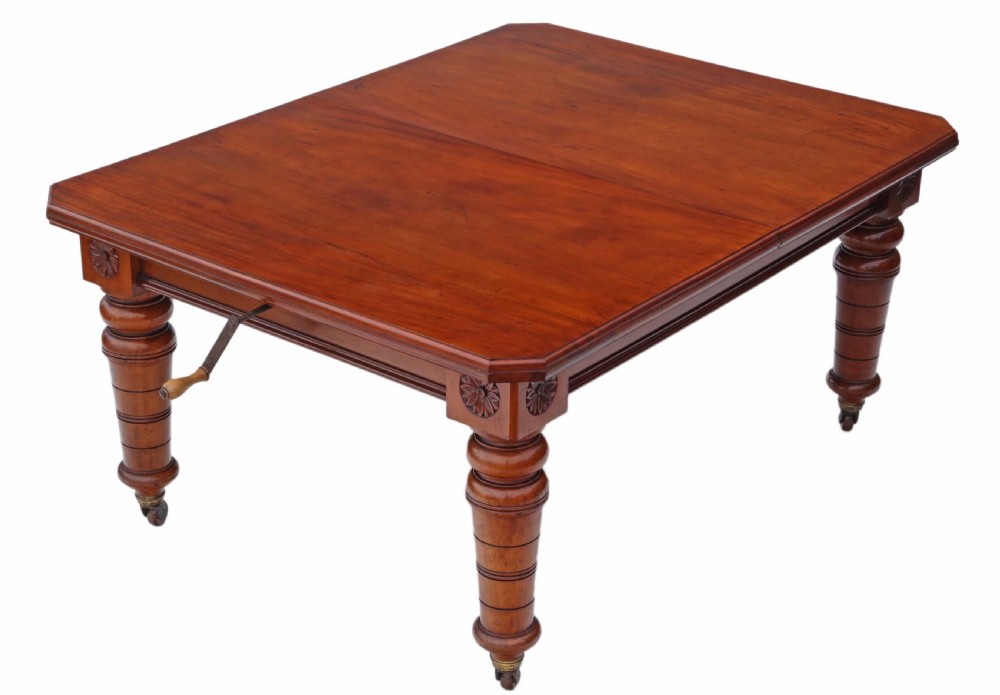 Victorian walnut windout extending dining table ~ 7'  View IX