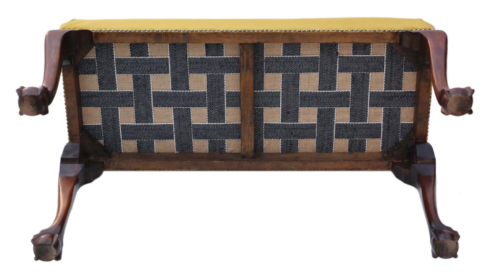 Carved mahogany upholstered stool  View VI