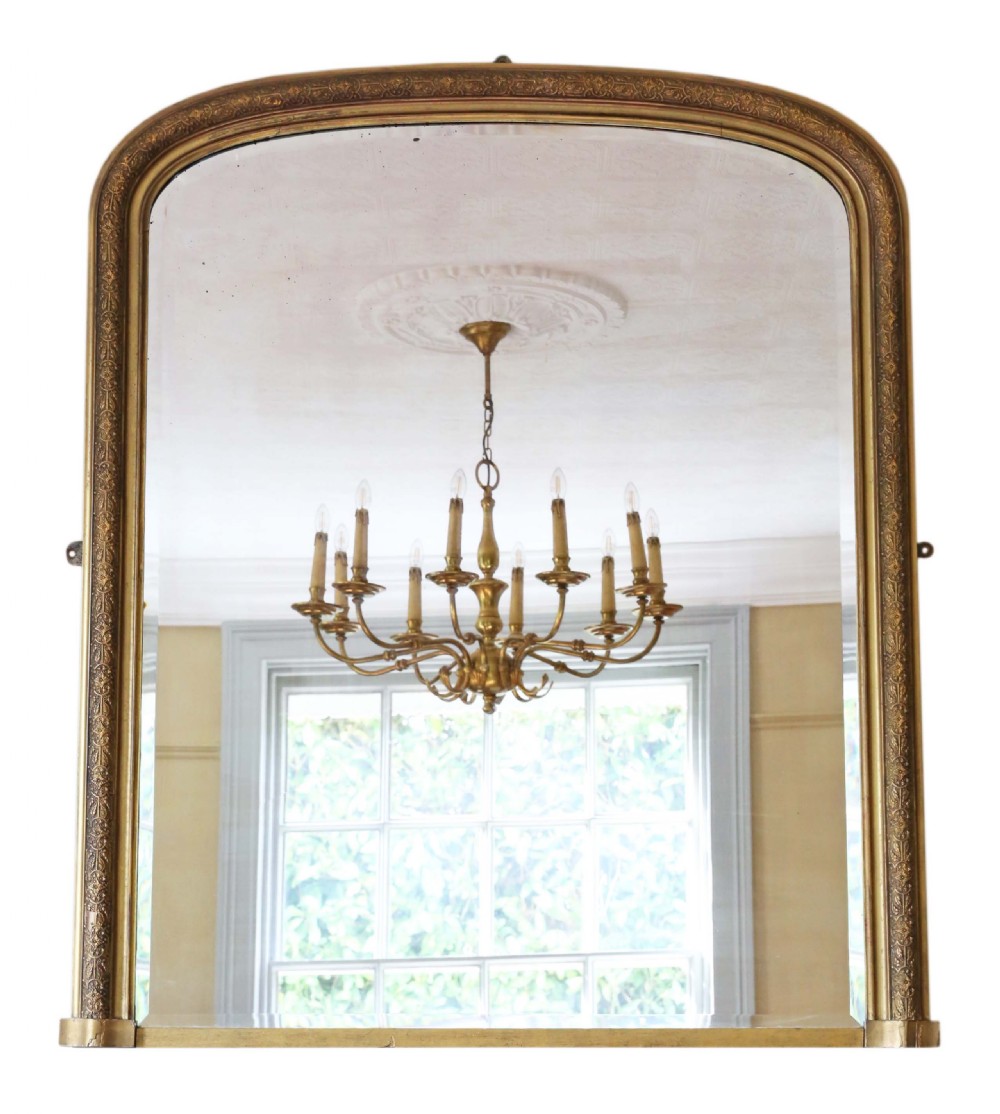 Victorian gilt wall mirror overmantle