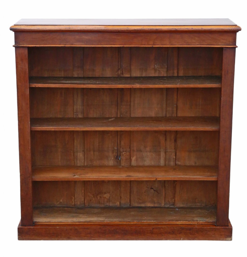 Victorian adjustable mahogany open bookcase View II