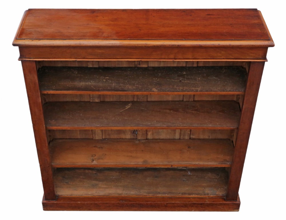 Victorian adjustable mahogany open bookcase View III