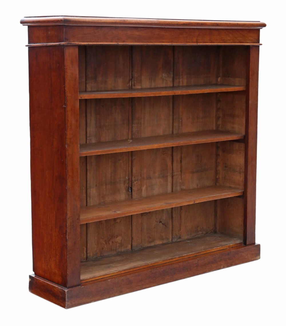 Victorian adjustable mahogany open bookcase View V