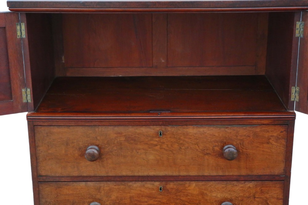 Victorian figured walnut cupboard on chest housekeeper's View IV