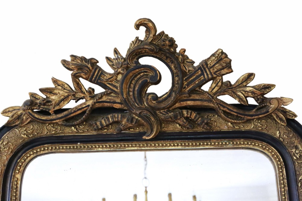 French gilt and ebonised overmantle wall mirror  View II