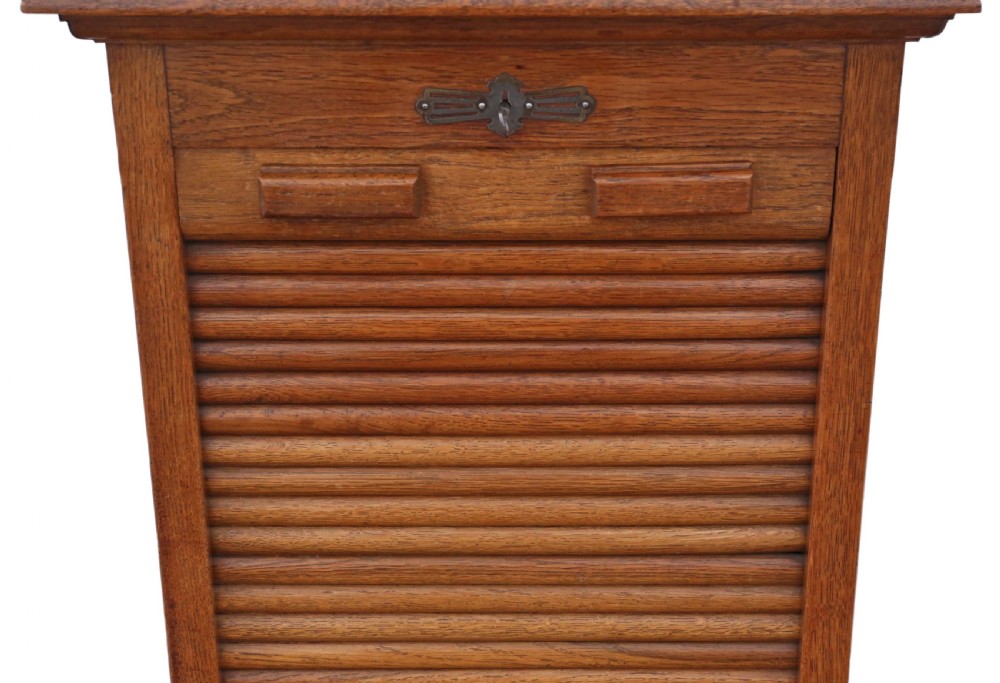 Oak tambour fronted filing cabinet View V