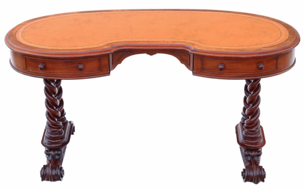 Victorian mahogany kidney desk View II