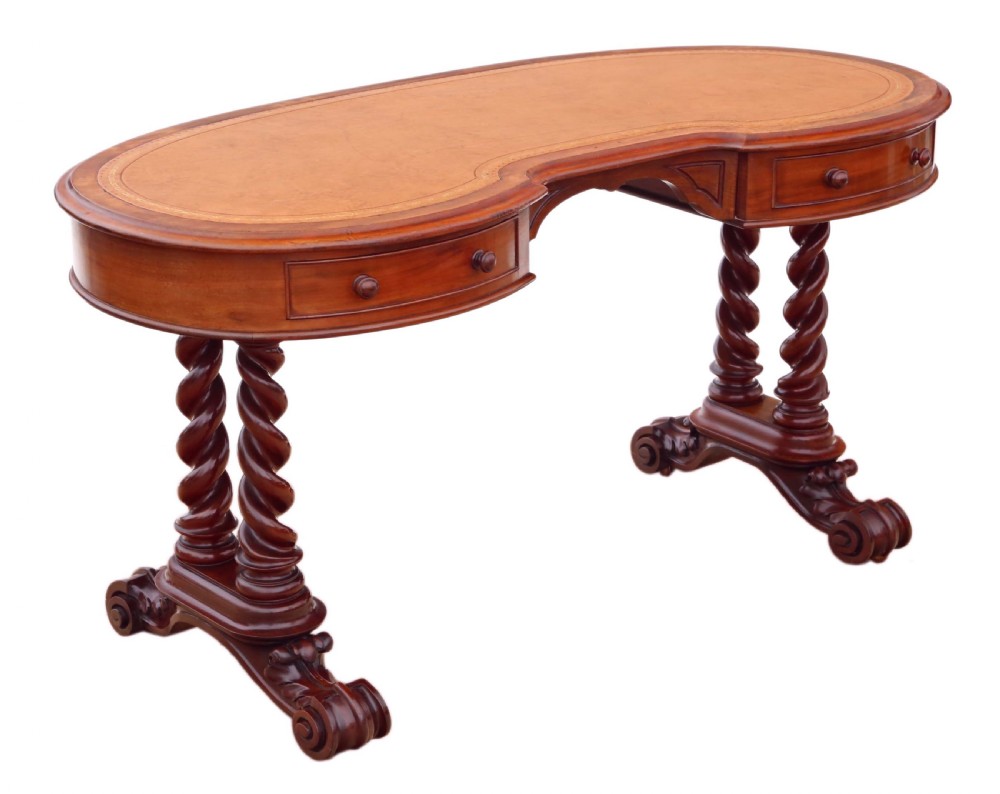 Victorian mahogany kidney desk View VI