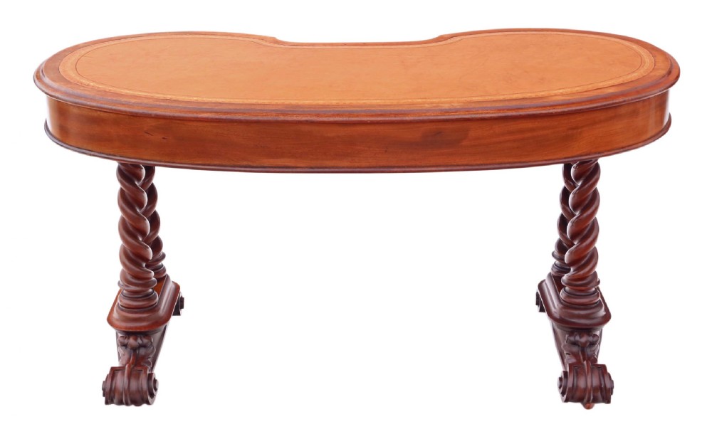 Victorian mahogany kidney desk View X