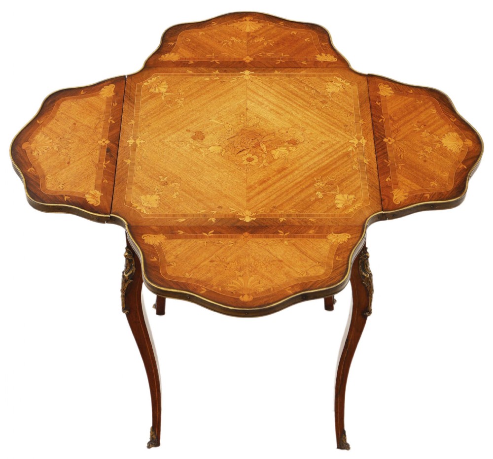 Folding marquetry centre table 