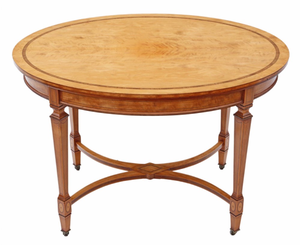 Victorian inlaid satinwood centre table  View II