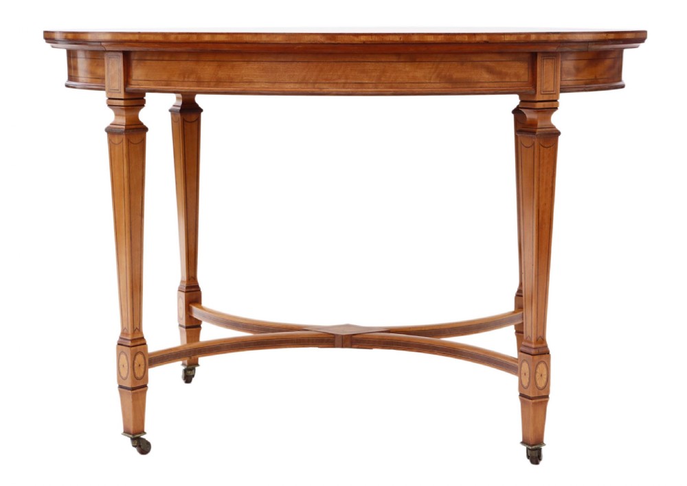Victorian inlaid satinwood centre table  View X