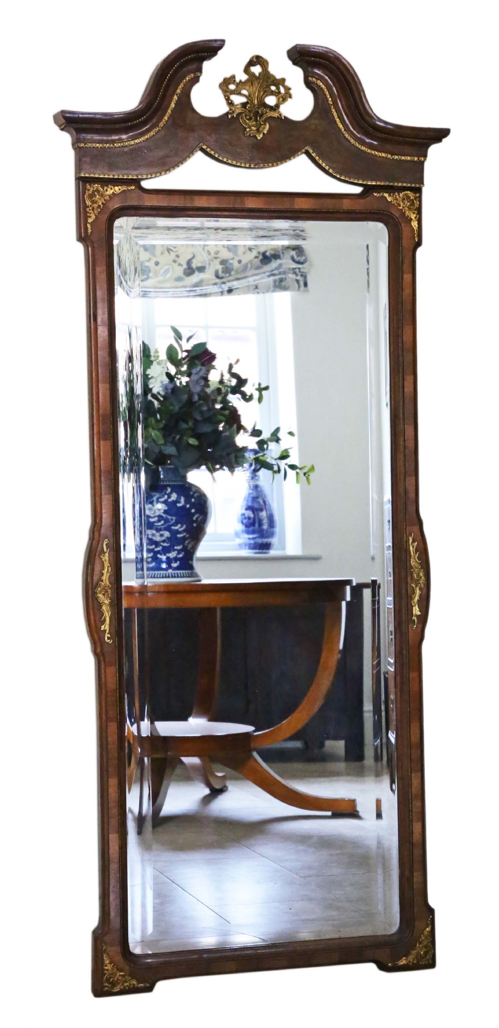 Burr walnut full height wall mirror