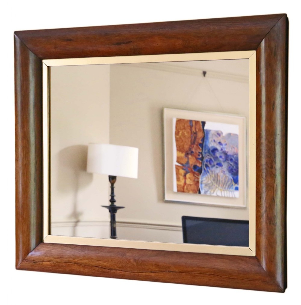 Victorian rosewood cushion overmantle wall mirror