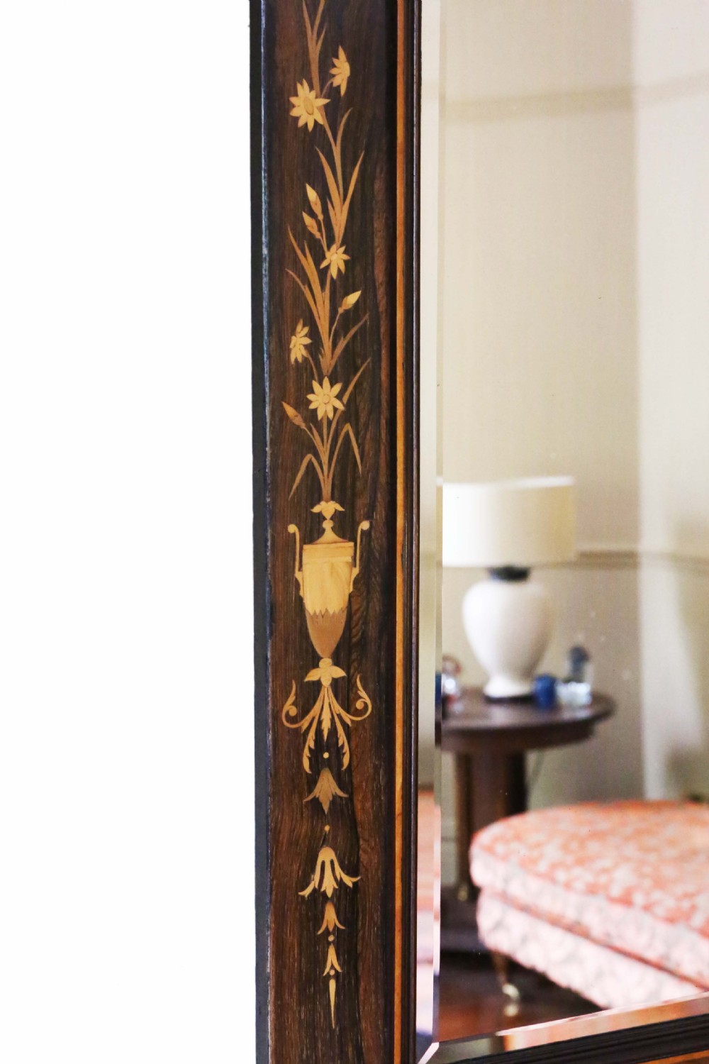 Victorian inlaid rosewood overmantle or wall mirror View IV