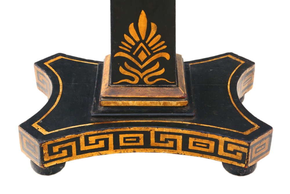Georgian ebonised decorated side occasional table marble View IV