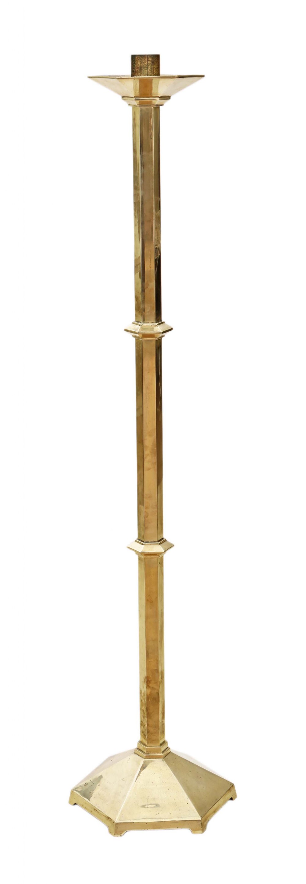Polished brass floor standing ecclesiastical church candlestick